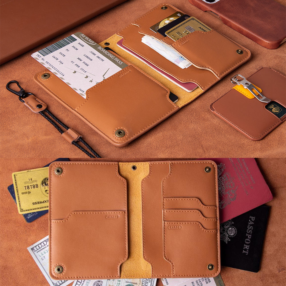 Portefeuille multifonctionnel en cuir de vache S