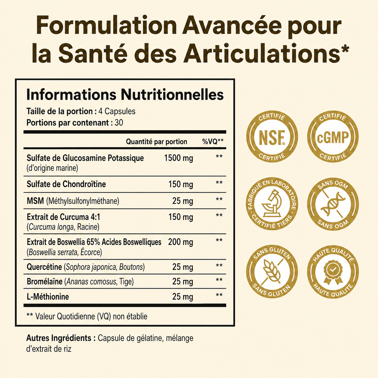 Complément alimentaire pour le soutien articulaire