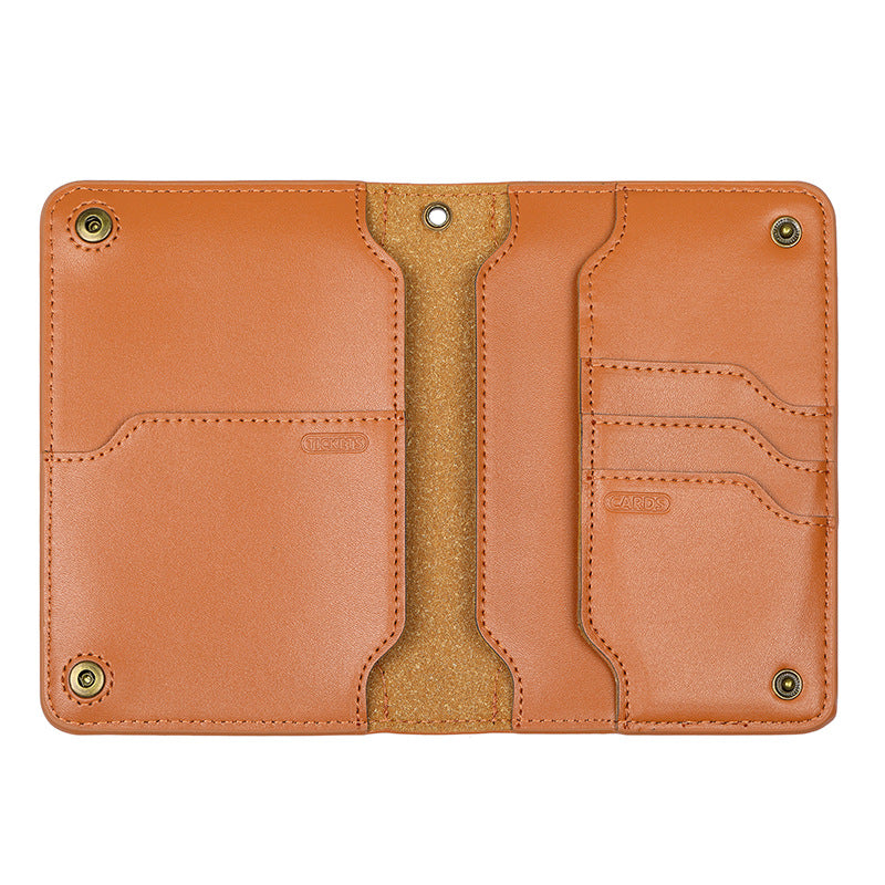 Portefeuille multifonctionnel en cuir de vache maron