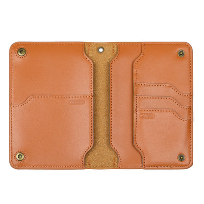 Portefeuille multifonctionnel en cuir de vache maron